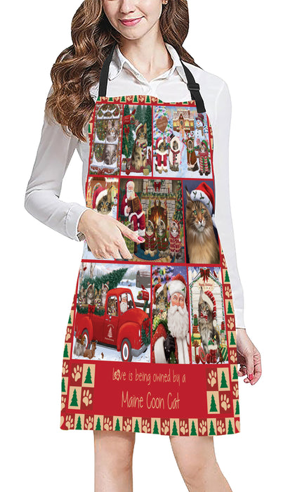 Love is Being Owned Christmas Maine Coon Cats Apron
