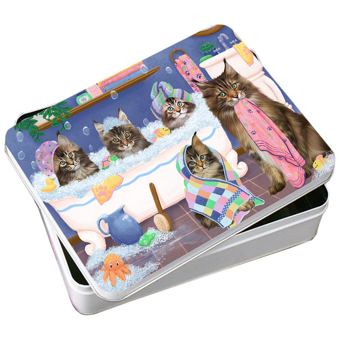Rub A Dub Dogs In A Tub Maine Coons Cat Photo Storage Tin PITN56744