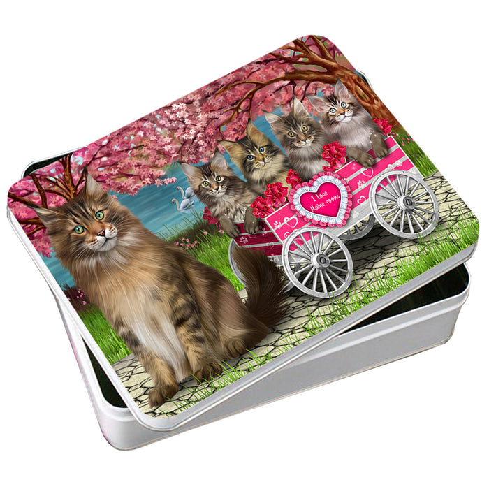 I Love Maine Coons Cat Cat in a Cart Photo Storage Tin PITN51703