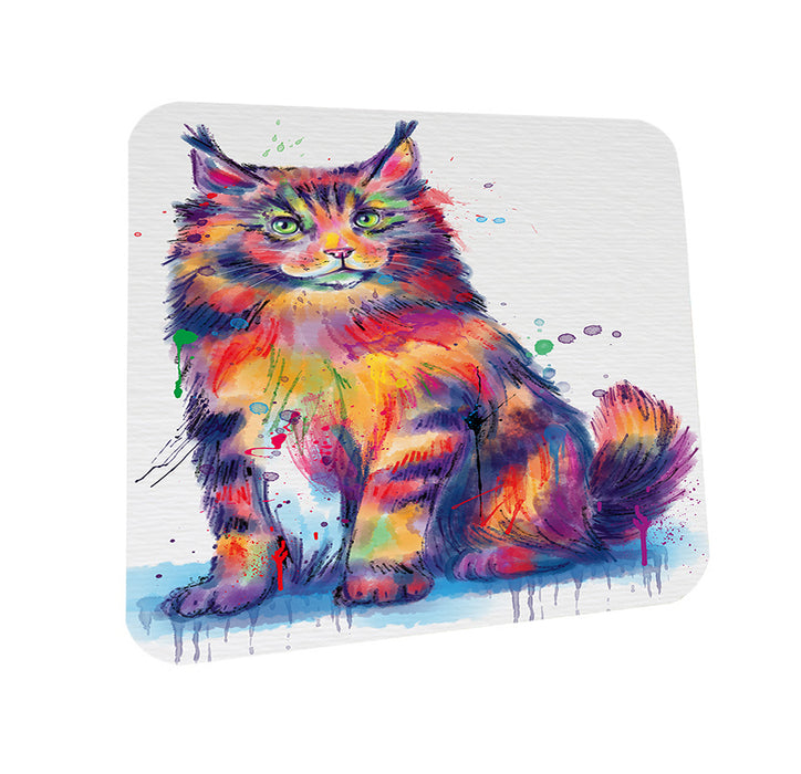 Watercolor Maine Coon Cat Coasters Set of 4 CST57049