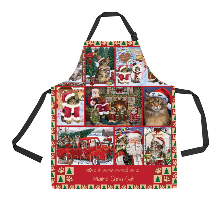 Love is Being Owned Christmas Maine Coon Cats Apron
