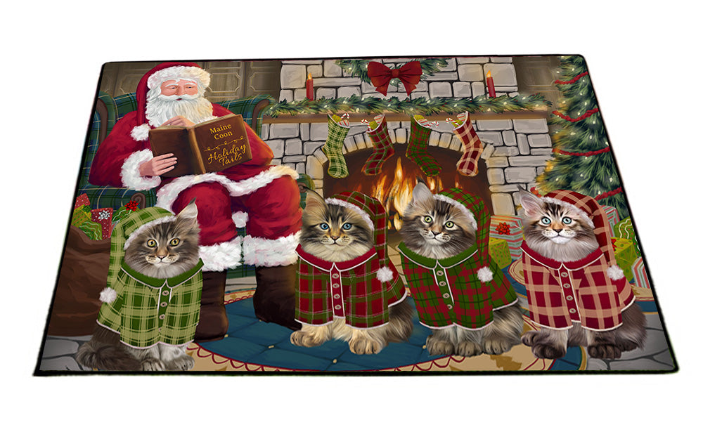 Christmas Cozy Holiday Tails Maine Coon Cats Floormat FLMS52695
