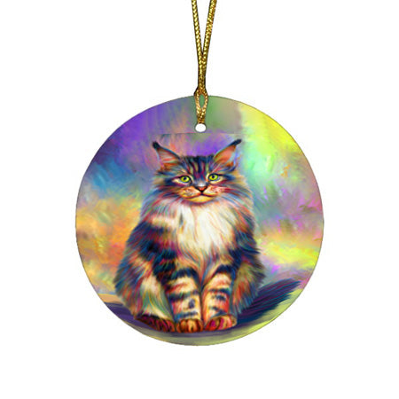 Paradise Wave Maine Coon Cat Round Flat Christmas Ornament RFPOR56429