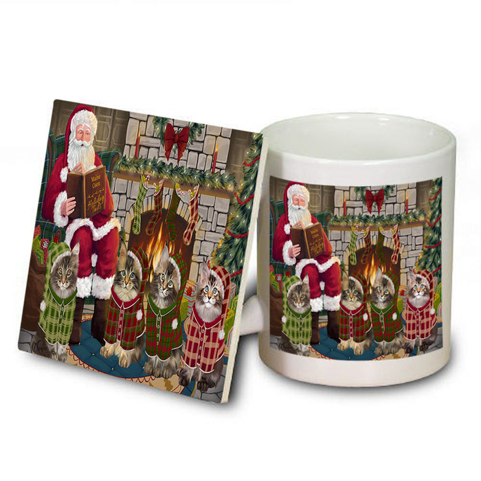 Christmas Cozy Holiday Tails Maine Coon Cats Mug and Coaster Set MUC55128