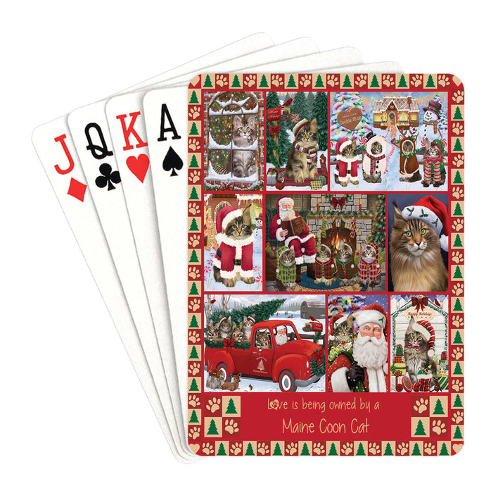 Love is Being Owned Christmas Maine Coon Cats Playing Card Decks