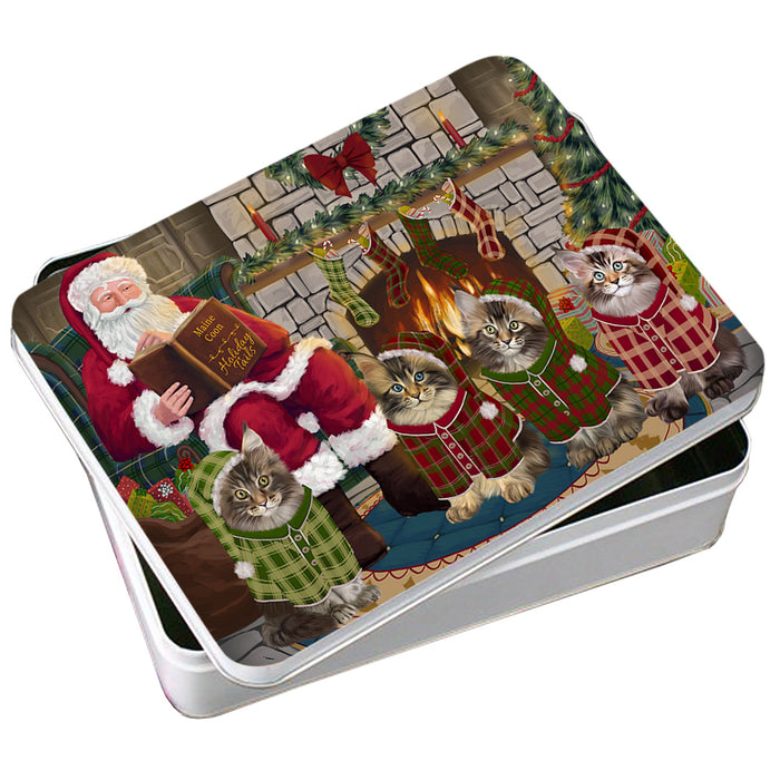 Christmas Cozy Holiday Tails Maine Coon Cats Photo Storage Tin PITN55079