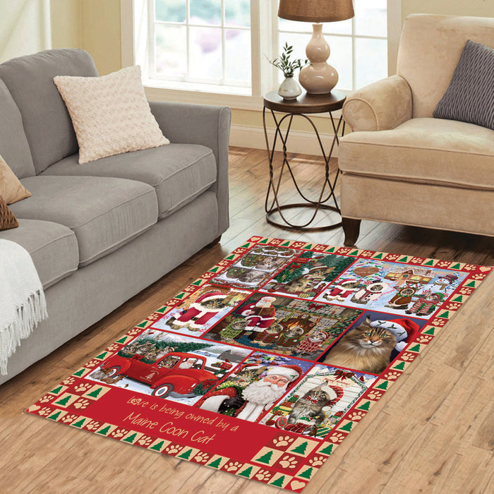 Love is Being Owned Christmas Maine Coon Cats Area Rug