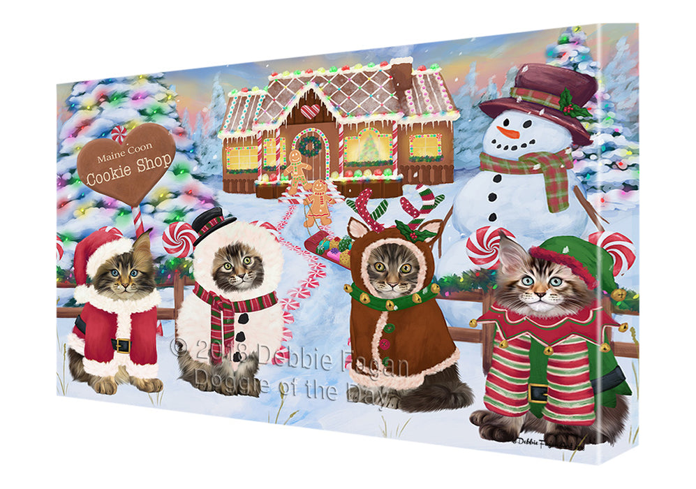 Holiday Gingerbread Cookie Shop Maine Coons Canvas Print Wall Art Décor CVS130742