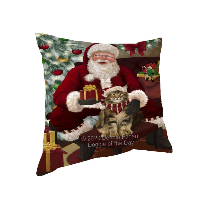 Santa's Christmas Surprise Maine Coon Cat Pillow PIL87240
