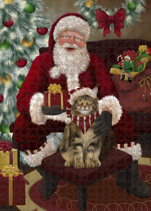 Santa's Christmas Surprise Maine Coon Cat Puzzle with Photo Tin PUZL100856