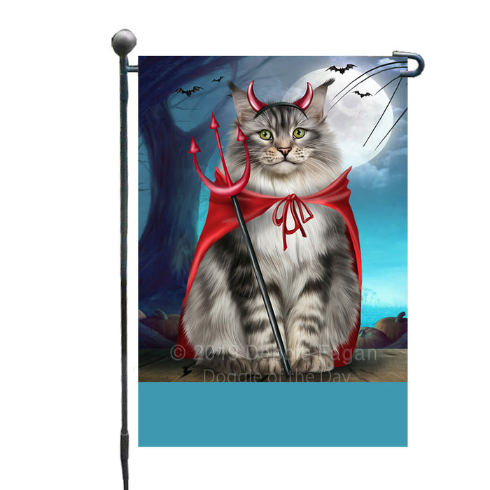 Personalized Happy Halloween Trick or Treat Maine Coon Cat Devil Custom Garden Flag GFLG64476