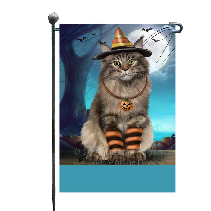 Personalized Happy Halloween Trick or Treat Maine Coon Cat Candy Corn Custom Garden Flag GFLG64421