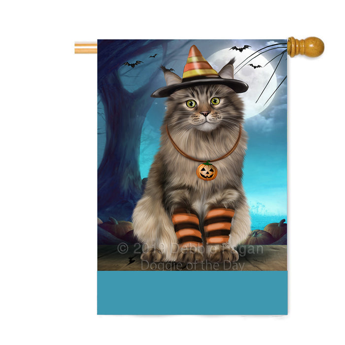 Personalized Happy Halloween Trick or Treat Maine Coon Cat Candy Corn Custom House Flag FLG64112