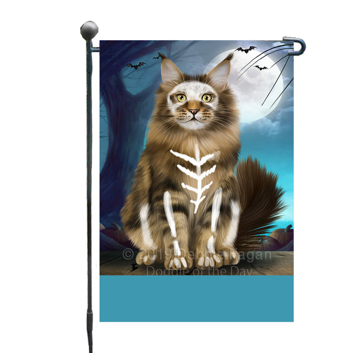 Personalized Happy Halloween Trick or Treat Maine Coon Cat Skeleton Custom Garden Flag GFLG64531
