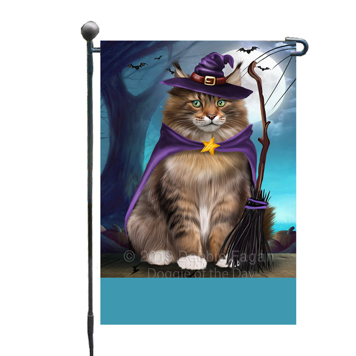 Personalized Happy Halloween Trick or Treat Maine Coon Cat Witch Custom Garden Flag GFLG64586