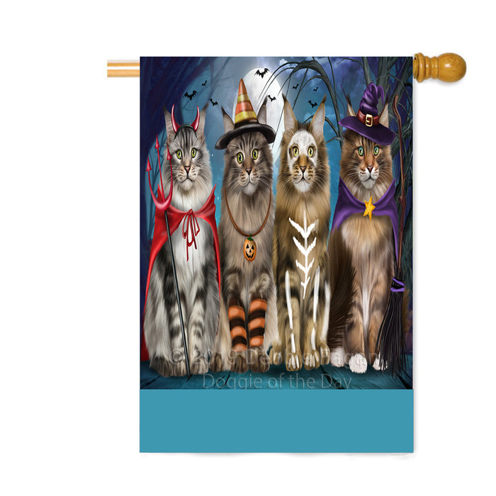 Personalized Happy Halloween Trick or Treat Maine Coon Cats Custom House Flag FLG64054
