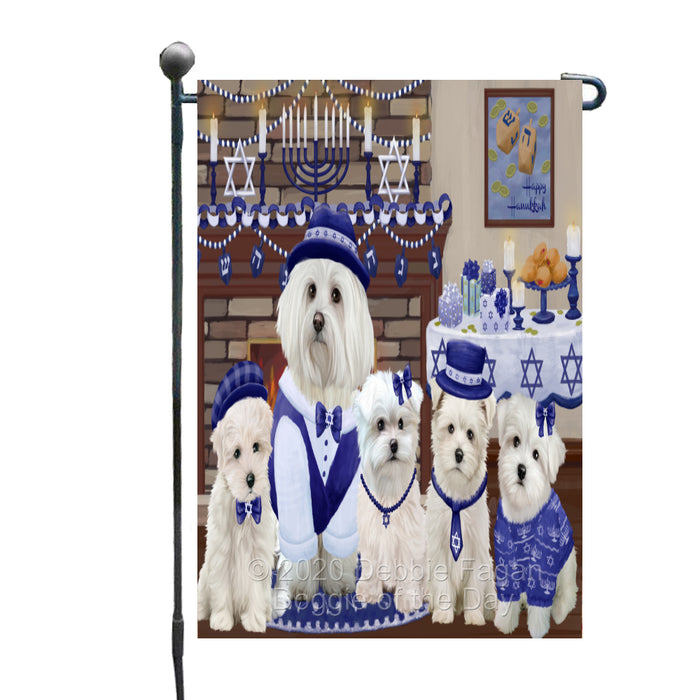 Happy Hanukkah Family Maltese Dogs Garden Flag GFLG65997