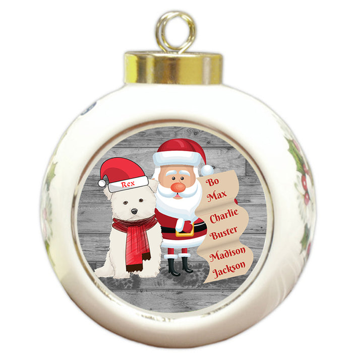 Custom Personalized Santa with Maltese Dog Christmas Round Ball Ornament
