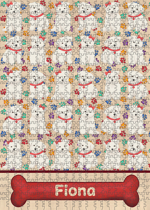 Rainbow Paw Print Maltese Dogs Puzzle with Photo Tin PUZL97872