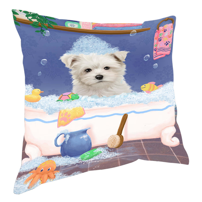 Rub A Dub Dog In A Tub Maltese Dog Pillow with Top Quality High-Resolution Images - Ultra Soft Pet Pillows for Sleeping - Reversible & Comfort - Ideal Gift for Dog Lover - Cushion for Sofa Couch Bed - 100% Polyester
