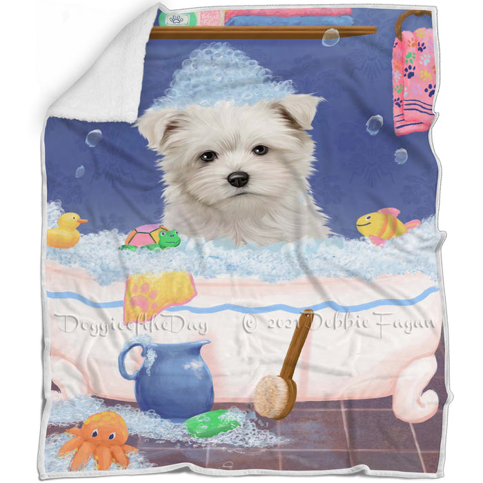 Rub A Dub Dog In A Tub Maltese Dog Blanket BLNKT143106