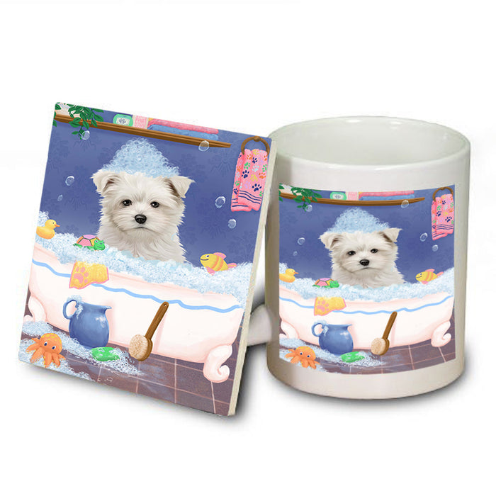 Rub A Dub Dog In A Tub Maltese Dog Mug and Coaster Set MUC57389
