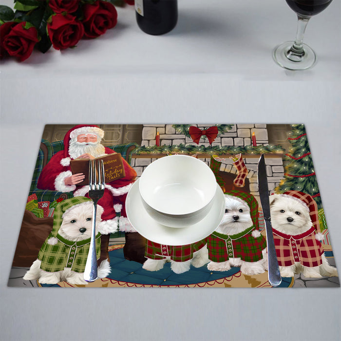Christmas Cozy Holiday Fire Tails Maltese Dogs Placemat