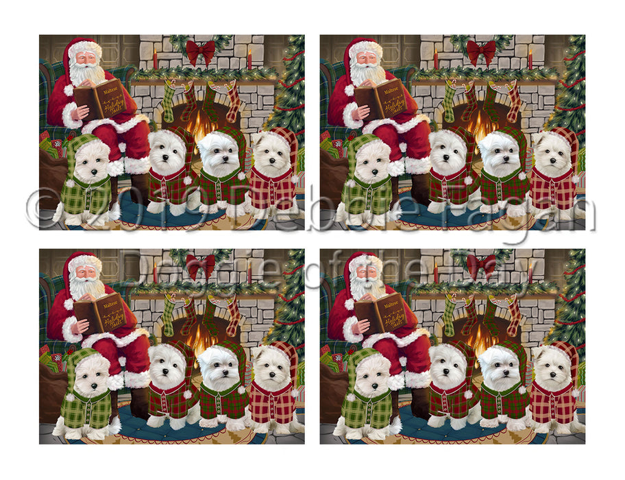 Christmas Cozy Holiday Fire Tails Maltese Dogs Placemat
