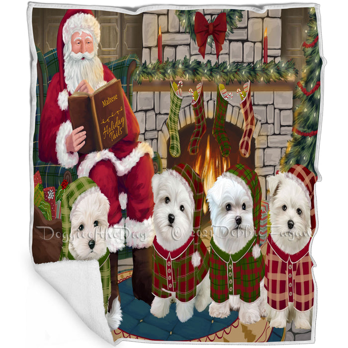 Christmas Cozy Holiday Tails Malteses Dog Blanket BLNKT115653