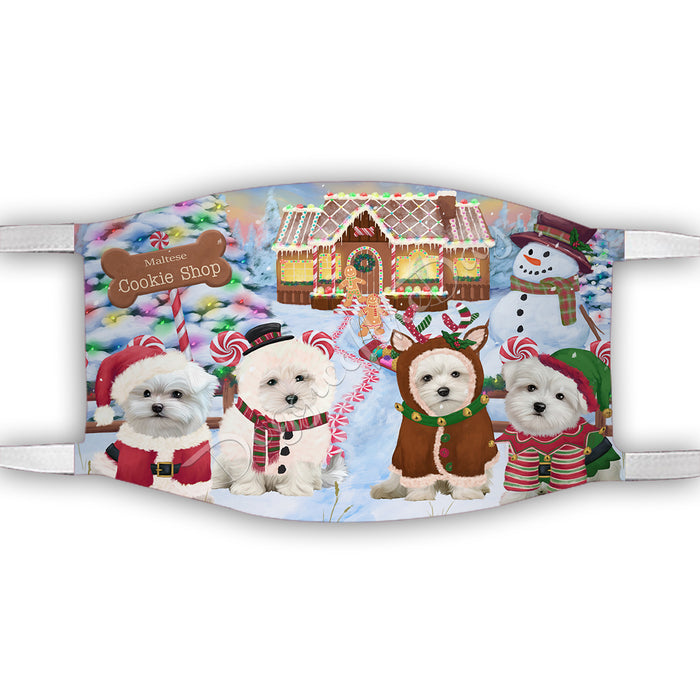 Holiday Gingerbread Cookie Maltese Dogs Shop Face Mask FM48911