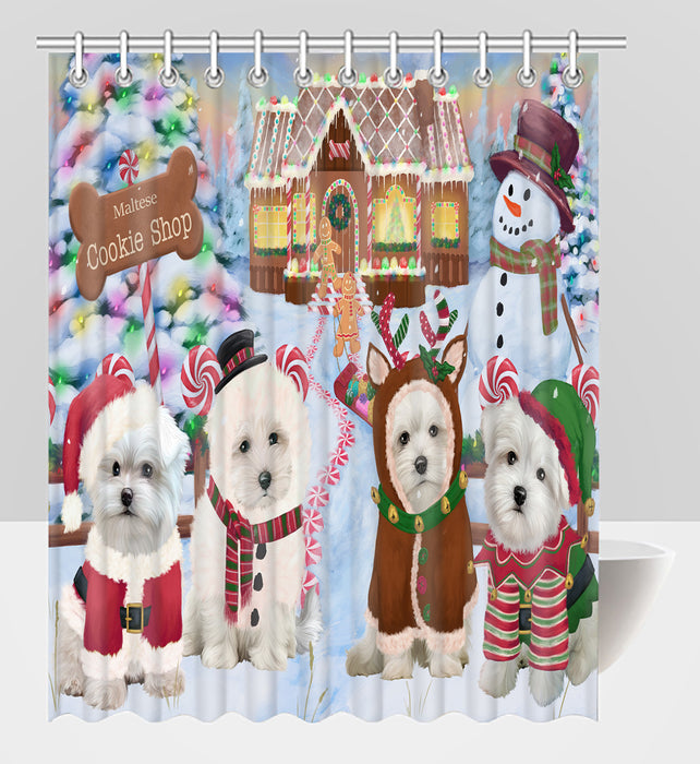 Holiday Gingerbread Cookie Maltese Dogs Shower Curtain