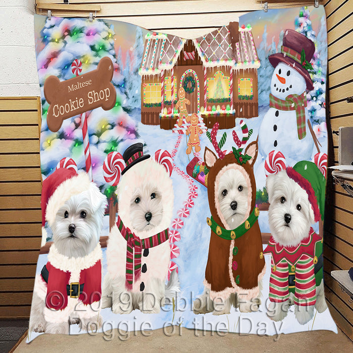 Holiday Gingerbread Cookie Maltese Dogs Quilt