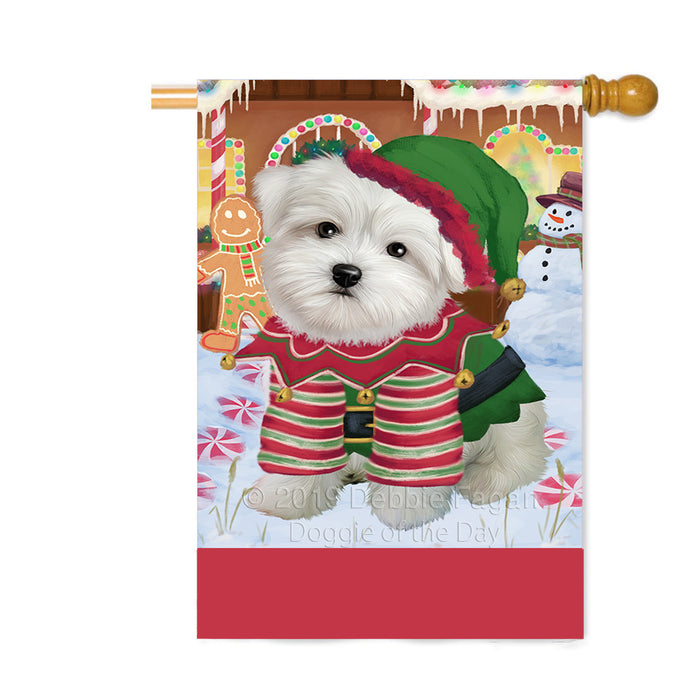 Personalized Gingerbread Candyfest Maltese Dog Custom House Flag FLG63877