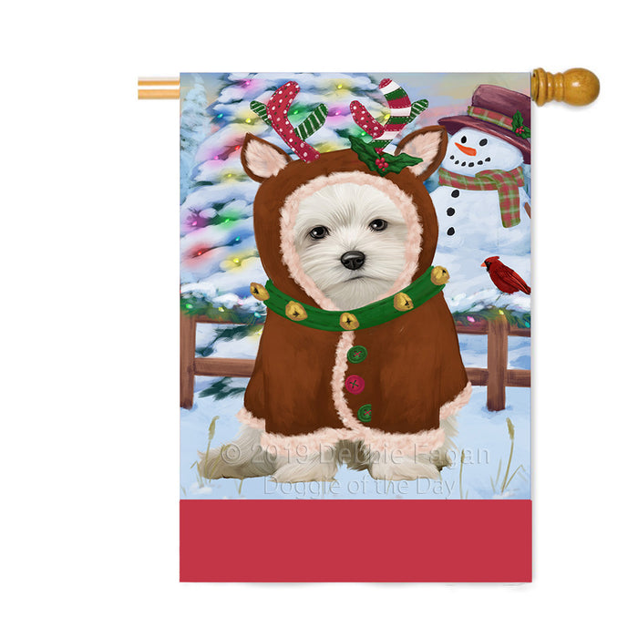 Personalized Gingerbread Candyfest Maltese Dog Custom House Flag FLG63878
