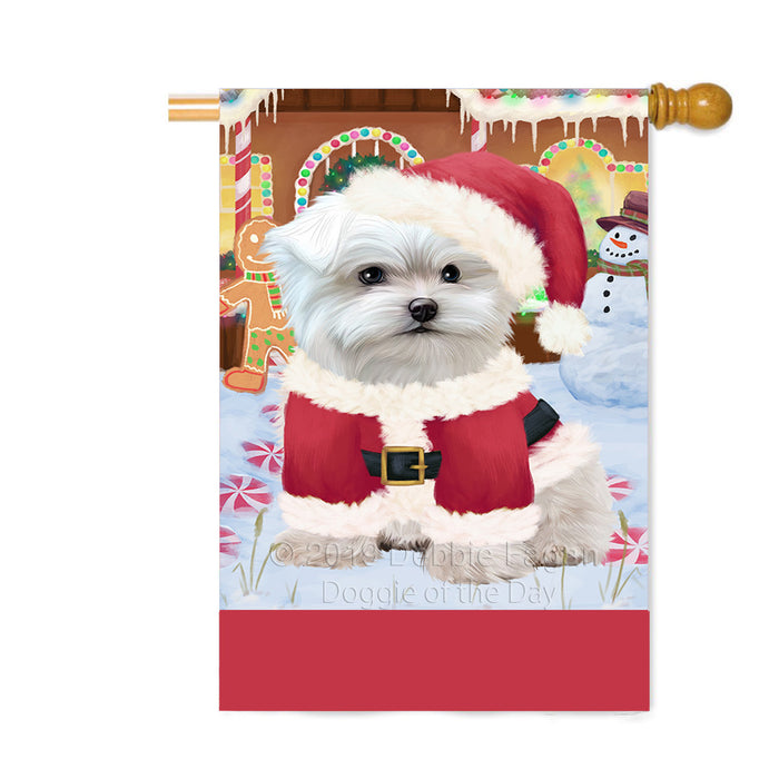 Personalized Gingerbread Candyfest Maltese Dog Custom House Flag FLG63879