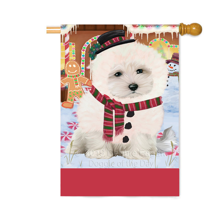 Personalized Gingerbread Candyfest Maltese Dog Custom House Flag FLG63880