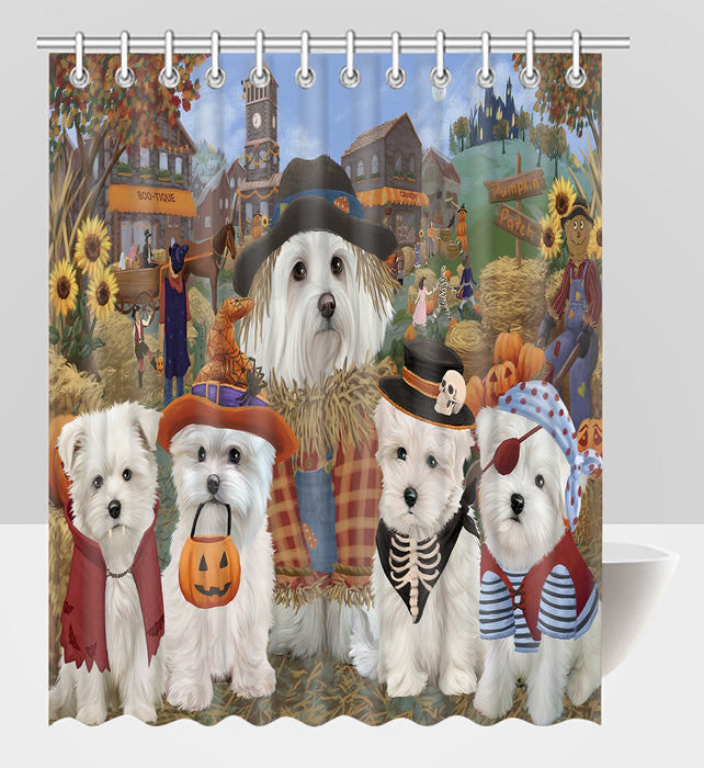Halloween 'Round Town Maltese Dogs Shower Curtain