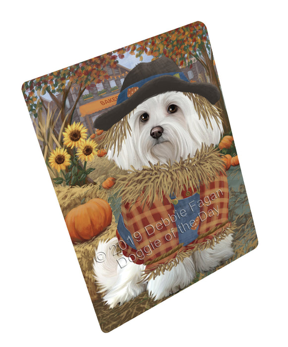Halloween 'Round Town And Fall Pumpkin Scarecrow Both Maltese Dogs Large Refrigerator / Dishwasher Magnet RMAG104856