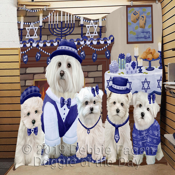 Happy Hanukkah Family and Happy Hanukkah Both Maltese Dogs Quilt