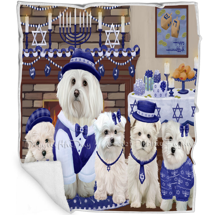Happy Hanukkah Family and Happy Hanukkah Both Maltese Dogs Blanket BLNKT140654