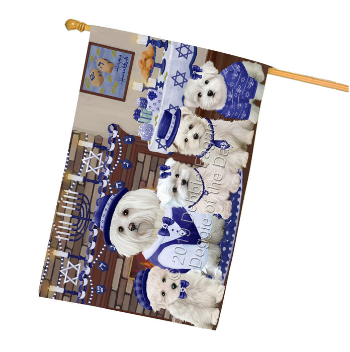 Happy Hanukkah Family Maltese Dogs House Flag FLG65844