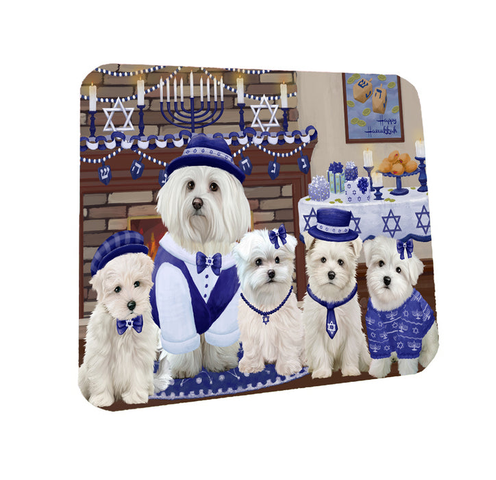 Happy Hanukkah Family Maltese Dogs Coasters Set of 4 CSTA57588
