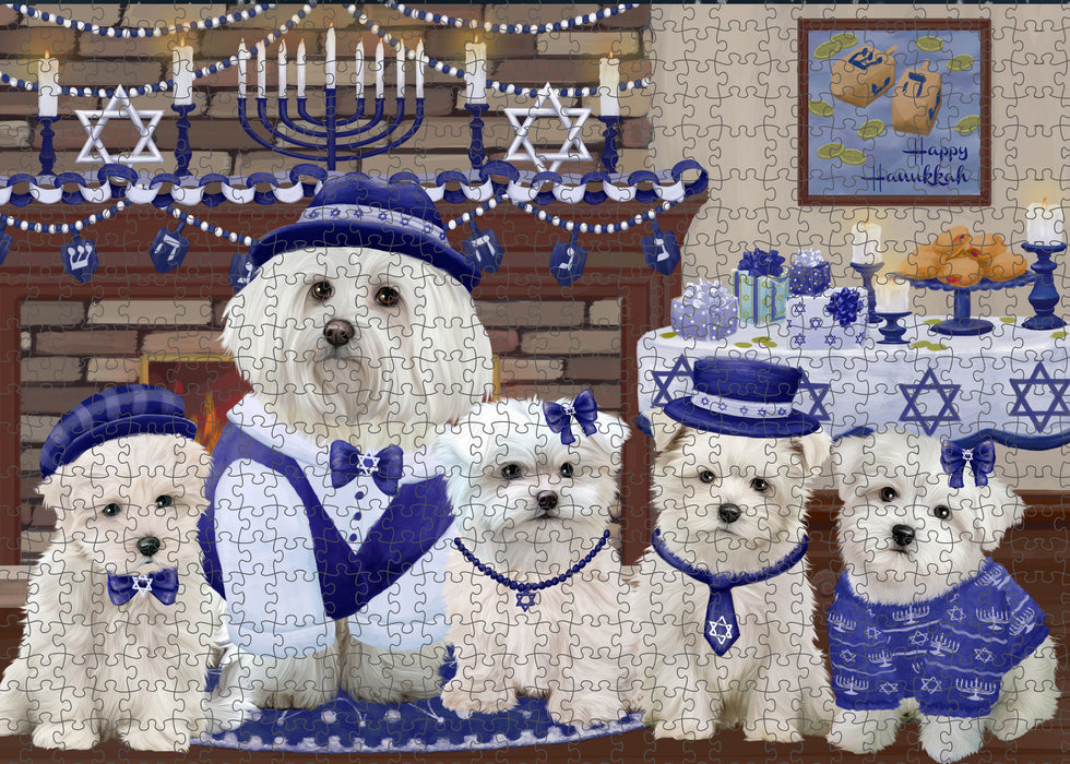 Happy Hanukkah Family and Happy Hanukkah Both Maltese Dogs Puzzle with Photo Tin PUZL96836