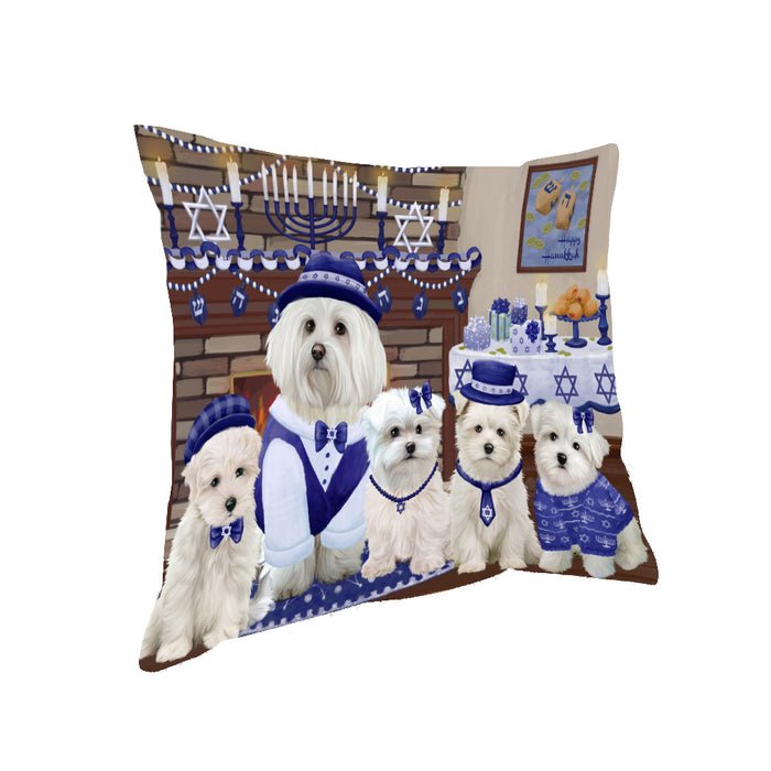 Happy Hanukkah Family and Happy Hanukkah Both Maltese Dogs Pillow PIL82928