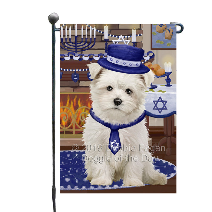 Happy Hanukkah Family and Happy Hanukkah Both Maltese Dog Garden Flag GFLG65732