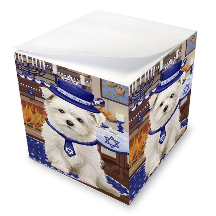 Happy Hanukkah Family Maltese Dogs note cube NOC-DOTD-A56716