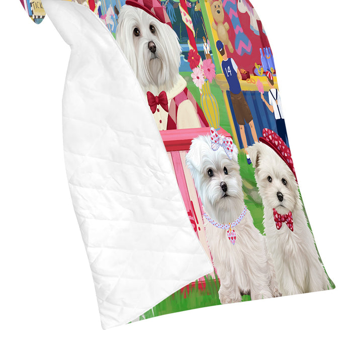 Carnival Kissing Booth Maltese Dogs Quilt