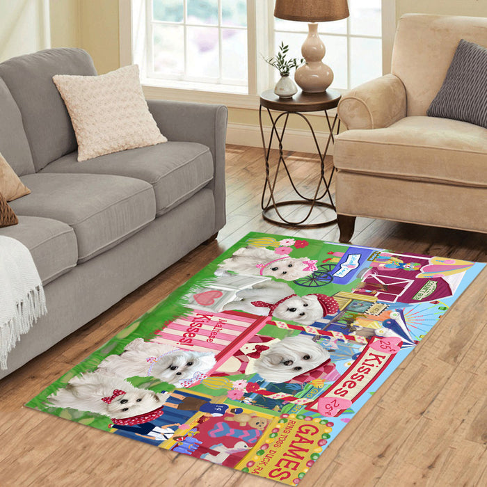 Carnival Kissing Booth Maltese Dogs Area Rug