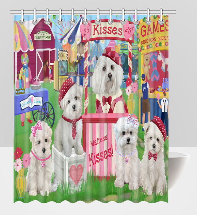 Carnival Kissing Booth Maltese Dogs Shower Curtain