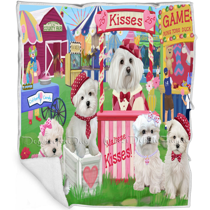 Carnival Kissing Booth Malteses Dog Blanket BLNKT122583